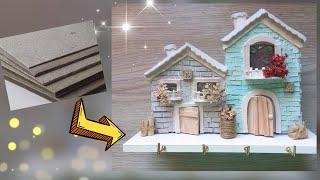 Portallaves llavero casitas DIY casas de carton en miniatura #portallaves #llavero #casas #diy