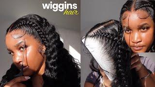 CAN YOU BELIEVE THIS IS A GLUELESS UNIT?  MOST REALISTIC PRE STYLED FRONTAL WIG FT WIGGINS HAIR