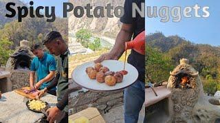 potato Nuggets in mountains ️ open kitchen #rishikesh #foodasmr #nature #mountains #foodlover #food