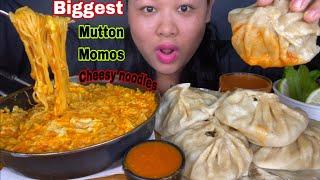 ‘NEPALI STYLE’ BIGGEST MUTTON MOMOS & SPICY CHEESY NOODLES MUKBANG  MOMOS MUKBANG  MOMOS CHALLENGE