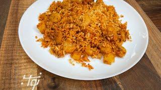 استانبولی میگو به همراه نواب - rice and shritwith tomato sauce