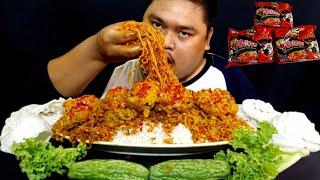 MIE SAMYANG EXTRA HOT AYAM GEPREK MANDI SAMBAL+NASI PUTIH LALAPAN MENTAH...