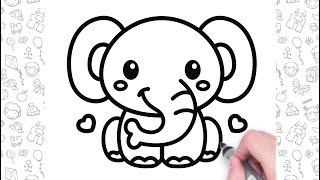 Easy Elephant Drawing Step by Step  Bolalar uchun oson chizish  Easy drawing for kids