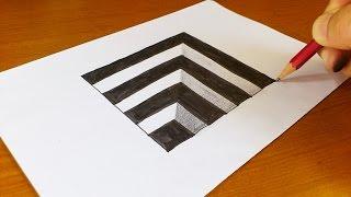 Very Easy How To Draw 3D Hole - Anamorphic Illusion - 3D Trick Art on paper