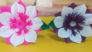 How to make beautiful flowers with craft papereasy paper flower for schoolhome decorpaper craft