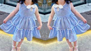 Beautiful Hollow Design Layered Baby Frock Cutting and Stitching  DIY Easy Baby Frock For Beginners