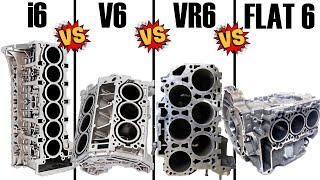 ENGINE BALANCE Inline 6 vs. V6 vs. VR6 vs. Flat  Boxer 6