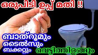 വെറും ഉപ്പുകൊണ്ട് മഞ്ഞകറപിടിച്ച ബക്കറ്റും ടൈൽസും ബാത്‌റൂമുംവരെ വെട്ടിതിളങ്ങുംBathroom cleaning tips