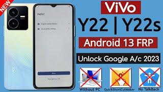 Vivo Y22Y22s Android 13 Frp Bypass  Unlock Google Account Lock Without PC - Fix Reset Not Working