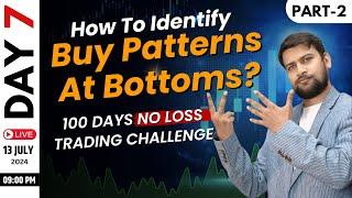 How To Identify Buy Patterns At Bottoms? Part- 02  Day-7100 Days No Loss Trading Challenge