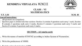 KV PT-1 CLASS-6 Maths Question Paper With Full Explanation For Kendriya Vidyalaya Students