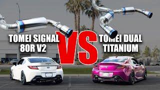 Tomei Titanium Exhaust Single vs Dual  80R V2 Vs the NEW DUAL
