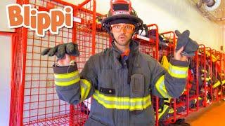 Blippi Learns At The Fire Station Tour  Learn about Firefighters for Kids  Blippi Videos