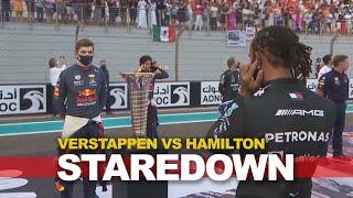 How Hamilton COMPLETELY IGNORED Verstappen during final stare down of Abu Dhabi 2021