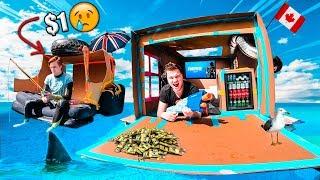 $1 Vs $10000 FLOATING BOX FORT ON WATER CHALLENGE