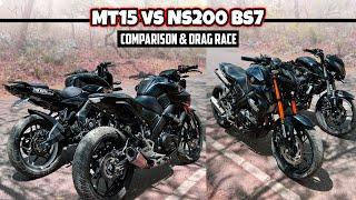 Mt15 vs Ns200 Bs7 Drag Race  In Depth Comparison