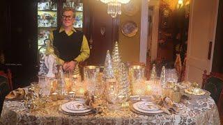 Golden Christmas Angel Tablescape - Christmas Table Setting