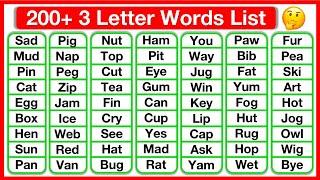 200+ Three Letter Words List   Phonics lesson  Reading Words Lesson  Learn with examples