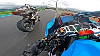 ZX10R vs Fast Ducati with Big Balls on Wet Track