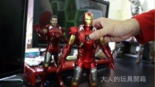 超合金  Play Imaginative VS HOT TOYS 16 SCALE IRON MAN MARK VII MK7鋼鐵人 mk7 含格納庫介紹 full HD