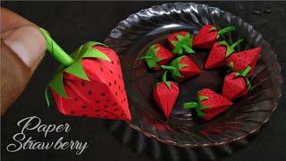 DIY PAPER STRAWBERRY  Paper Crafts For School  Easy Kids Crafts Ideas