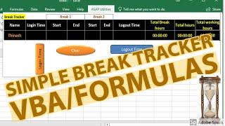 Excel Break Tracker system login and logout time