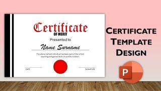 How to Create a Certificate of Merit  PowerPoint Template Design