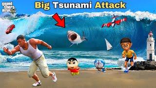 Shinchan and Franklin Survive Biggest Tsunami Waves in GTA 5