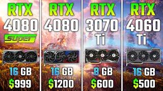 RTX 4080 SUPER vs RTX 4080 vs RTX 3070 Ti vs RTX 4060 Ti  Test in 7 Games