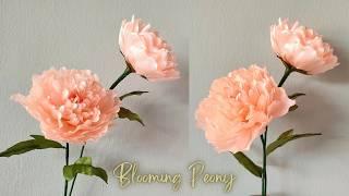 DIY Ribbons Peony  How to make beautiful flower peony from satin ribbon easily  Peony de la cinta