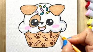 How to draw a Puppy Cupcake