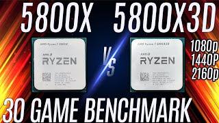 Ryzen 7 5800X vs 5800X3D  30 Games Tested  4K 1440p 1080p