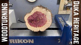 Woodturning - Live Edge Endgrain Red Cedar Centerpiece w Copper Inlay