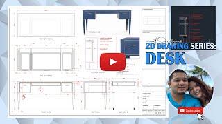 FURNITURE SHOPDRAWING  2D - DESK  muiTDesigns