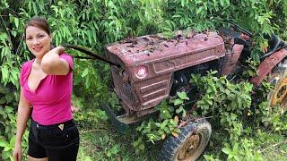 Single mom helps farmer restore and repair 50-year-old Japanese scrap tractor - part 1