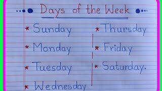 Sunday Monday ki spellingDays of the weeklearn Sunday Monday spellingसप्ताह के दिनों के नाम