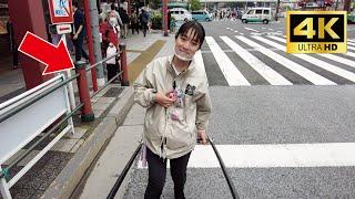 A cute Japanese girl Yuka-chan guided me around Asakusa foods by rickshaw Rickshaw in Asakusa Tokyo