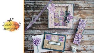 raffinierte Geschenkbox  PAINTED LAVENDER  LAVENDELBLÜTE  LAVENDELWIESE  Servietten Stampin Up