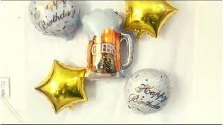 Propsicle Shorts of Happy Birthday Balloon Pack of 5 with Beer Mug Balloon