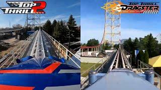 Top Thrill Dragster vs Top Thrill 2 - Side by Side Launch Comparison
