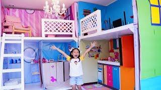 น้ำเพชร  บ้านตุ๊กตากล่องกระดาษ 2 ชั้น ยักษ์ใหญ่มาก   Giant Barbie Doll House