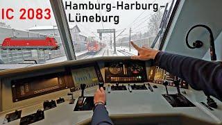 Hochbetrieb im Schnee  IC 2083 Hamburg-Harburg - Lüneburg  Führerstandsmitfahrt  BR 101  4K