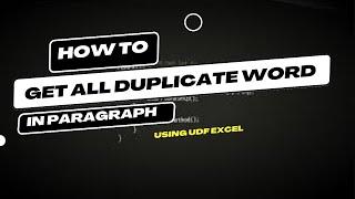 Get All Duplicate Word in Paragraph only One Click  Excel VBA