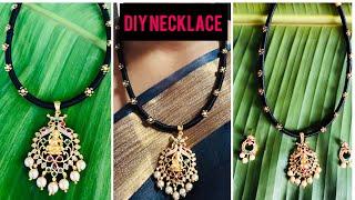 How to make beautiful black silk thread necklace@ home hand made jewelry diyblack love