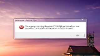 The program cant start because ATL100.dll is missing from your computer