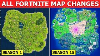 Evolution of The Entire Fortnite Map Season 1 - Season 15 All Map Changes in Fortnite History