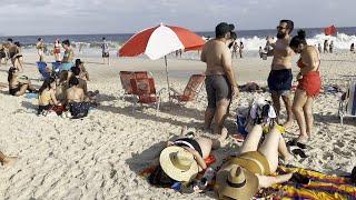  Hot day at Copacabana beach Brazil  beach walk 4k