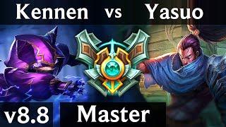 KENNEN vs YASUO TOP  600+ games Dominating Perfect KDA 609  EUW Master  Patch 8.8