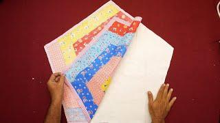 Patchwork from scrap fabric in pentagon shape  How to Use Scrap Fabric in Pentagon Sewing craft