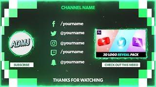 NEW YouTube Outro Template Green Screen - All channels - Gaming Tech Vlog  Endscreen Template